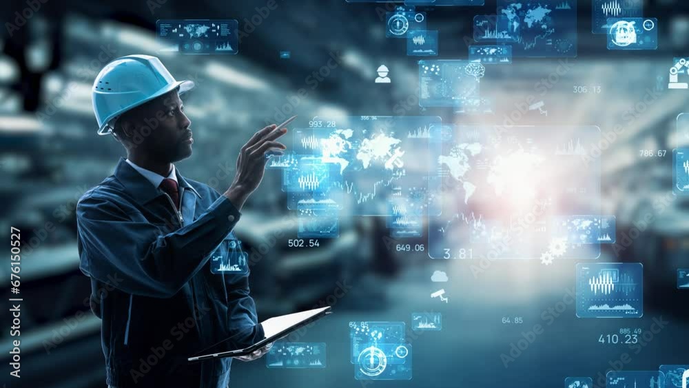 Poster engineer working in the factory and industrial technology concept. factory automation. industrial in