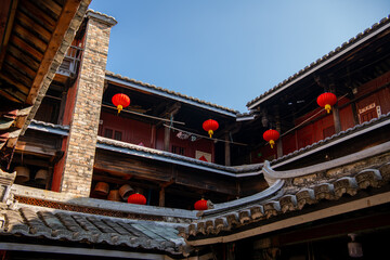 Fototapeta na wymiar The interior roofs of Fujian earthen buildings in Hekeng village