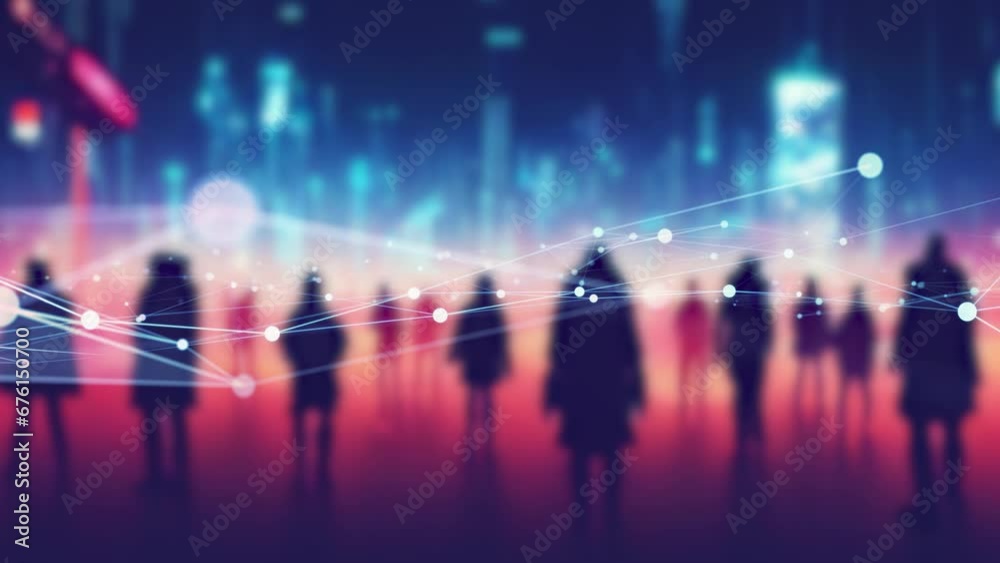 Poster futuristic cityscape and wireless communication network concept. internet of things. digital transfo