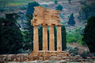 Temple of Dioscuri in the Valley of Temples - Agrigento - Italy - obrazy, fototapety, plakaty