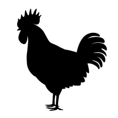 鶏のシルエット（雄鶏）_ベクターイラスト