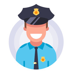 good police character in a cap. flat vector illustration.