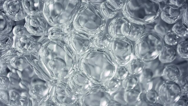 Super Slow Motion Macro Shot of Various Bubble Background at 1000fps.