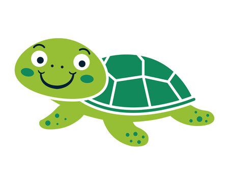 cute turtle icon. flat vector illustration.