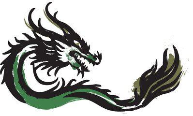 墨で描いた辰のイラスト