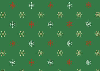 Fototapeta premium 麻の葉モチーフのシームレスパターン背景_クリスマスカラー1緑色