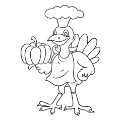Thanksgiving turkey outline hand drawn illustration vector
