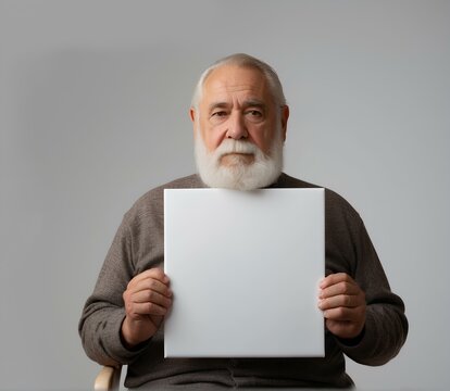 Elder man holding blank sign