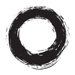 Circle hand drawn brush stroke grunge illustration frame vector isolated on white background
