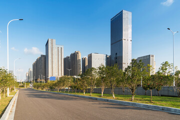 The century avenue of street scene in shanghai Lujiazui,China.