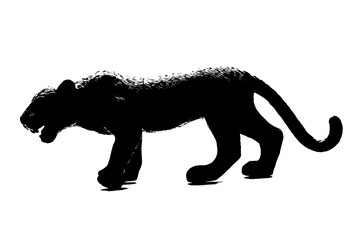 silhouette of lioness model stand on white background