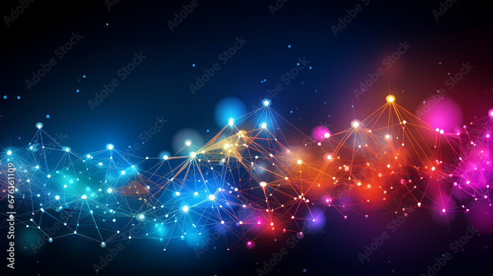 Wall mural digital technology complex interconnected node network poster web page ppt background