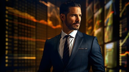 Man In Business Suit - New Age Business Technology.  Generated with AI.