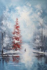 Abstract Oil Painting Winter Wonderland Wall Art Oil Painting