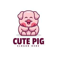 Cute pig - mascot, illustration & character logo 