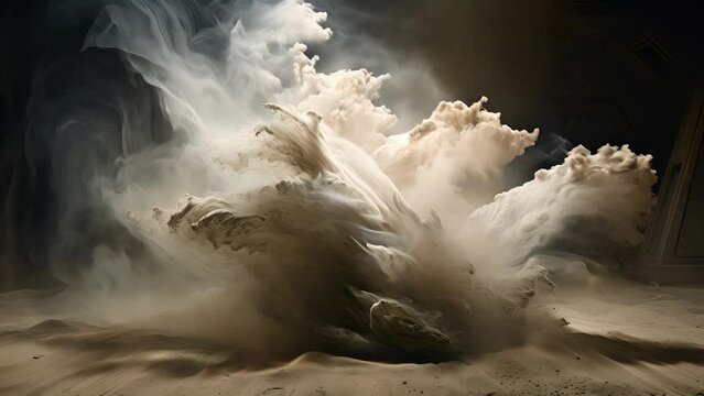 A small twister of dust forms a surreal dance as if the ground itself is alive in a flurry of magical energy.
