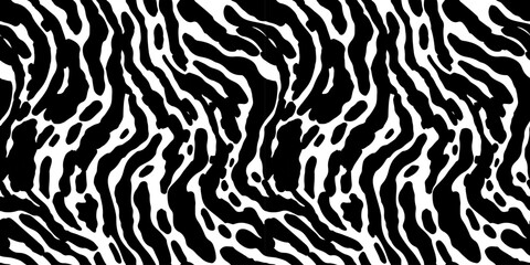 Black and white abstract brush stroke painting seamless pattern illustration. Modern paint line background in monochrome color. Messy graffiti sketch wallpaper print, rough hand drawn texture.