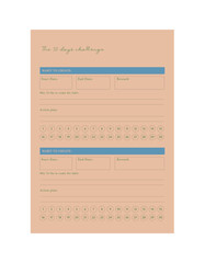 30 days challenge goal tracker planner. 