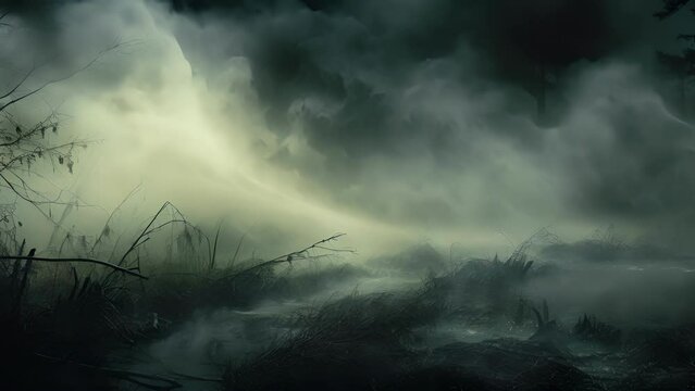 A quiet haunting whisper drifts through the air muffled and mysterious in the misty moonlight.