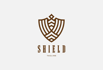 Vintage Shield Logo. old style shield logo design template element. vector illustration - obrazy, fototapety, plakaty