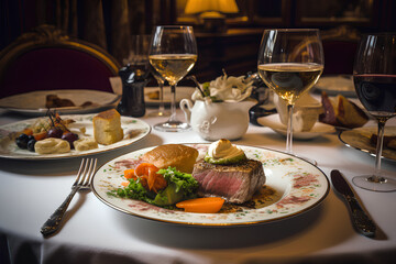 豪華なフランス料理