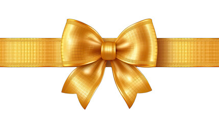 Golden bow and ribbon isolated on white background