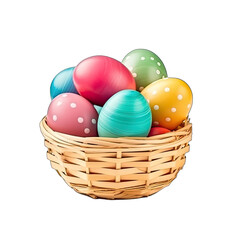 Fototapeta na wymiar Easter eggs on the basket isolated on white background