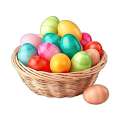 Fototapeta na wymiar Easter eggs on the basket isolated on white background