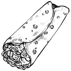 burrito mexican food handdrawn illustration