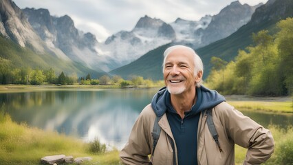 Fototapeta premium man on the lake