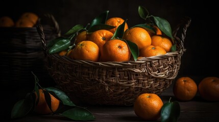 Fototapeta na wymiar Fresh Lemon in a bamboo basket with blurred background