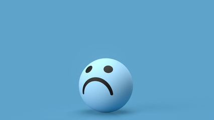 The sad emotion on Ball for Blue Monday concept 3d rendering