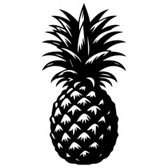 Pineapple vector silhouette illustration, pineapple fruit vector silhouette