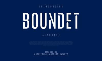 Boundet creative modern urban alphabet font. Digital abstract moslem, futuristic, fashion, sport, minimal technology typography. Simple numeric vector illustration
