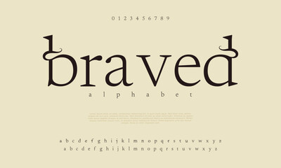 Obraz premium Braved creative modern urban alphabet font. Digital abstract moslem, futuristic, fashion, sport, minimal technology typography. Simple numeric vector illustration