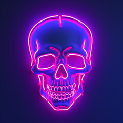 A captivating neon sign featuring a skull head emitting vibrant aesthetic vaporwave vibes in colorful illumination Created with generative AI tools.