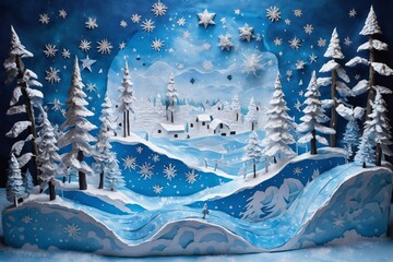 Paper Carving Art - Winter Scenery