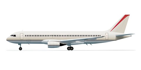 Modern aircraft travel in clear sky. Commercial plane in flight. Flying high. Isolated airplane on white background. Modern skyline. Aerodynamic elegance. Clear cut aircraft