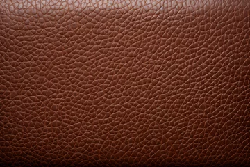 Deurstickers Brown leather fabric, closeup of surface material texture © Castle Studio
