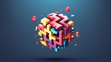 Puzzle Brain Abstract Piece. Generated with AI.