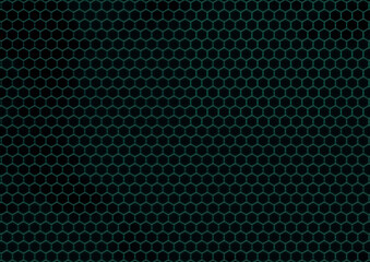 Attractive hexagonal grid pattern with teal neon border, light points, and an interior red and black gradient line - 676174717