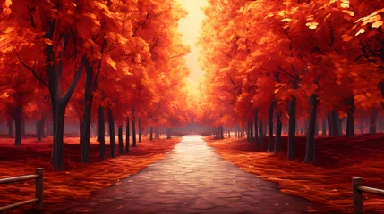 Zelfklevend Fotobehang Road, forest, autumn poster web page PPT background © Derby