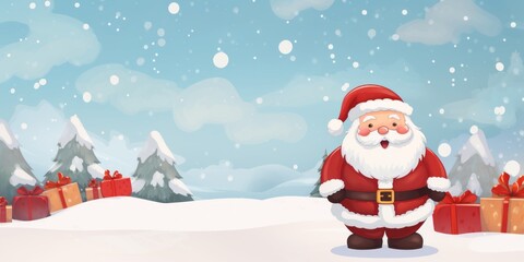 Christmas illustration with Santa and lots of coy space. 