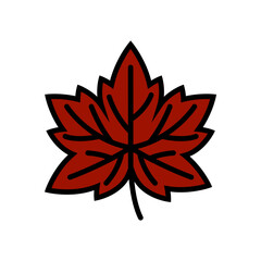 Maple Leaf Colored Outline Style in Design Icon