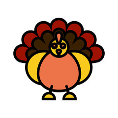 Turkey Colored Outline Style in Design Icon