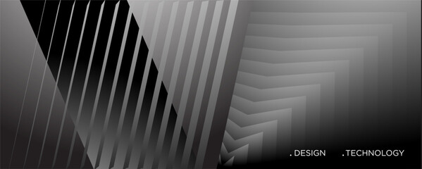 Naklejka premium Abstract Geometric black and white background for technology and science design