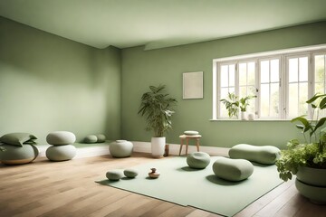 Siting room with green theme 