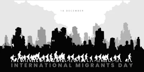 Tuinposter International Migrants Day, migration concept illustration, vector illustration © Dapitart