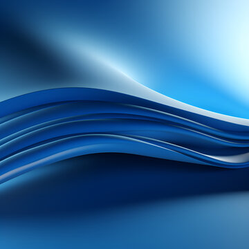 Abstract 3d render, blue background design with curved lines