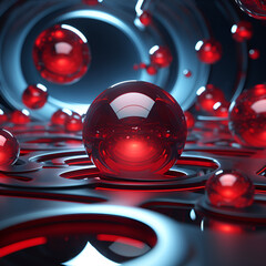 Abstract 3d background design with red spheres